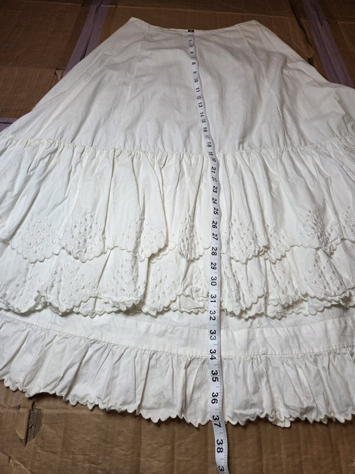 Victorian Embroidered 3 Flounce/Ruffle Petticoat