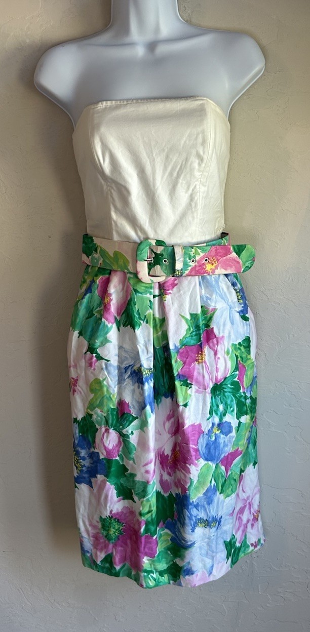 Vintage 80s Kollection Strapless Dress Bolero Jacket Set 6 Feminine Garden Party