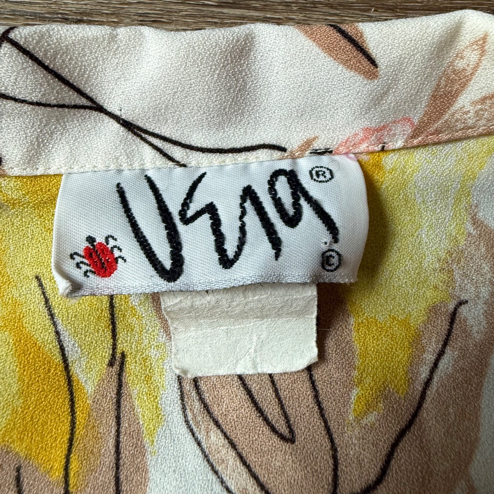 Vtg 60/70s Vera Neumann Novelty Print Floral Dagger Collar Button Up S/M