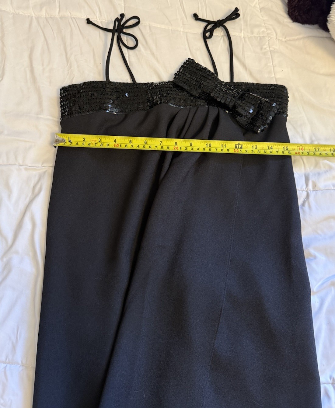 VTG Beginnings Black Sequin Bow Dress Size 7 Party Cocktail Evening Formal
