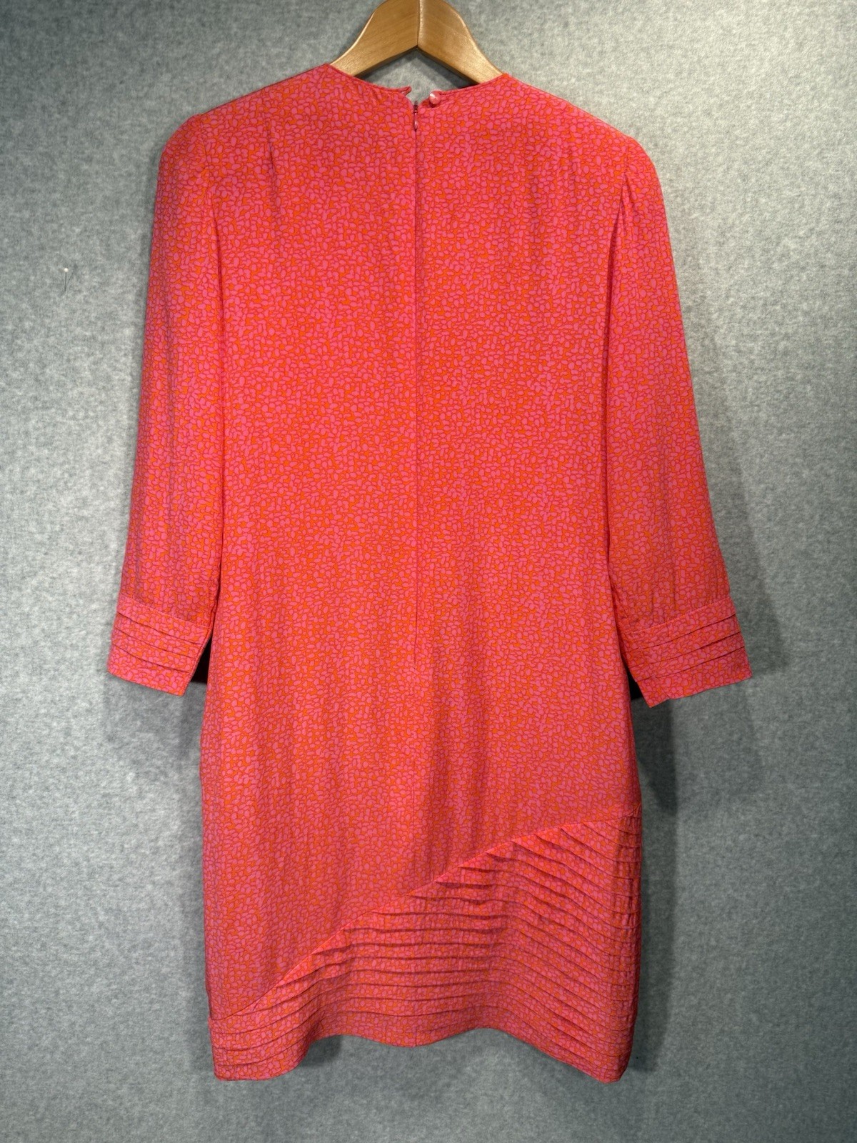 David Hayes Silk Nieman Marcus Hot pink & Orange Cheeta Sheath dress 90s sz 1