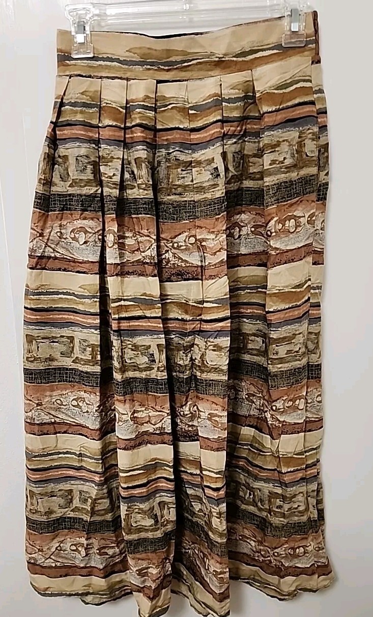 Vintage 80s Lee Winter Batik Midi Skirt M Side Slit Pockets See Photos
