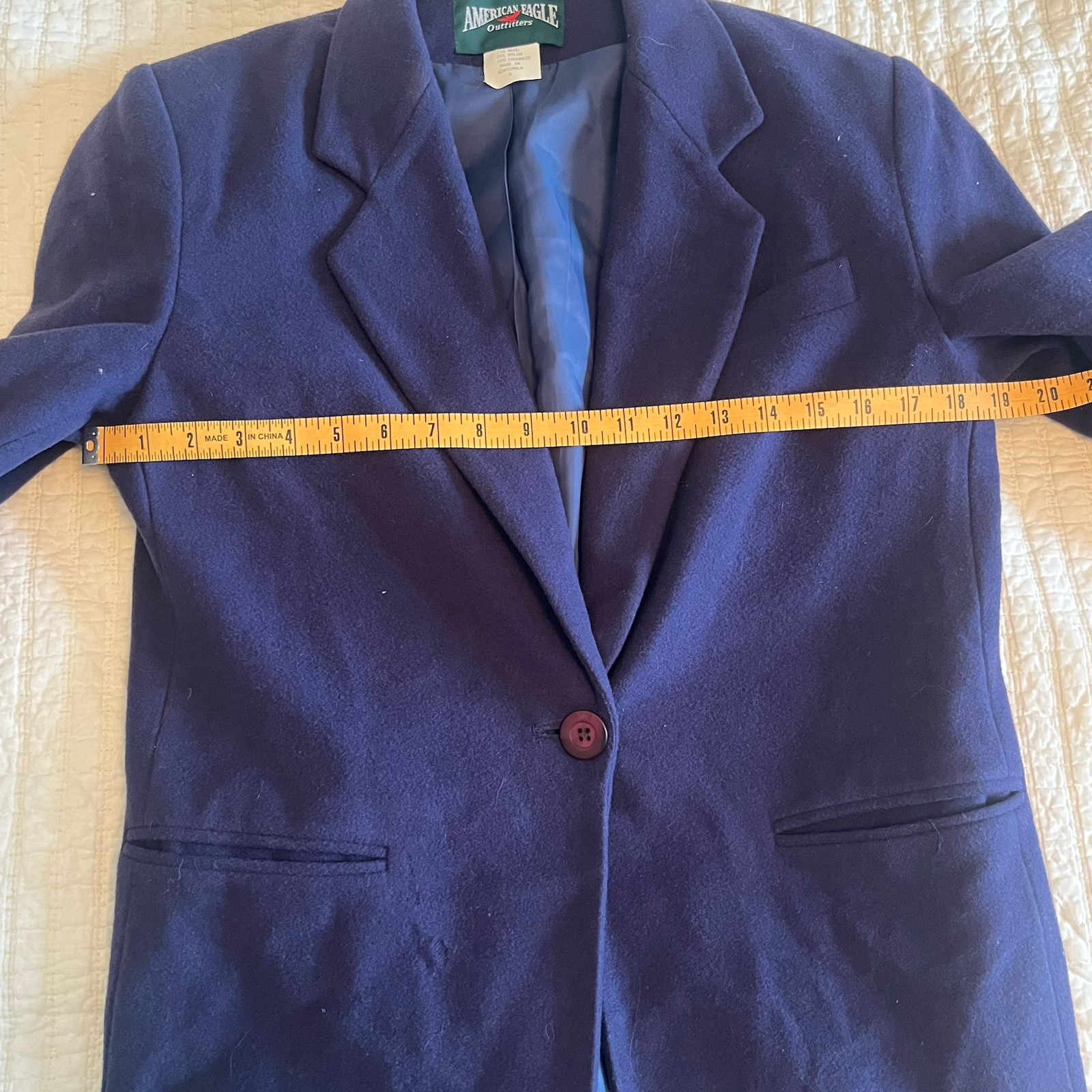 Classic Vintage 80s American Eagle Outfitters Wool Navy Blazer Small Timeless