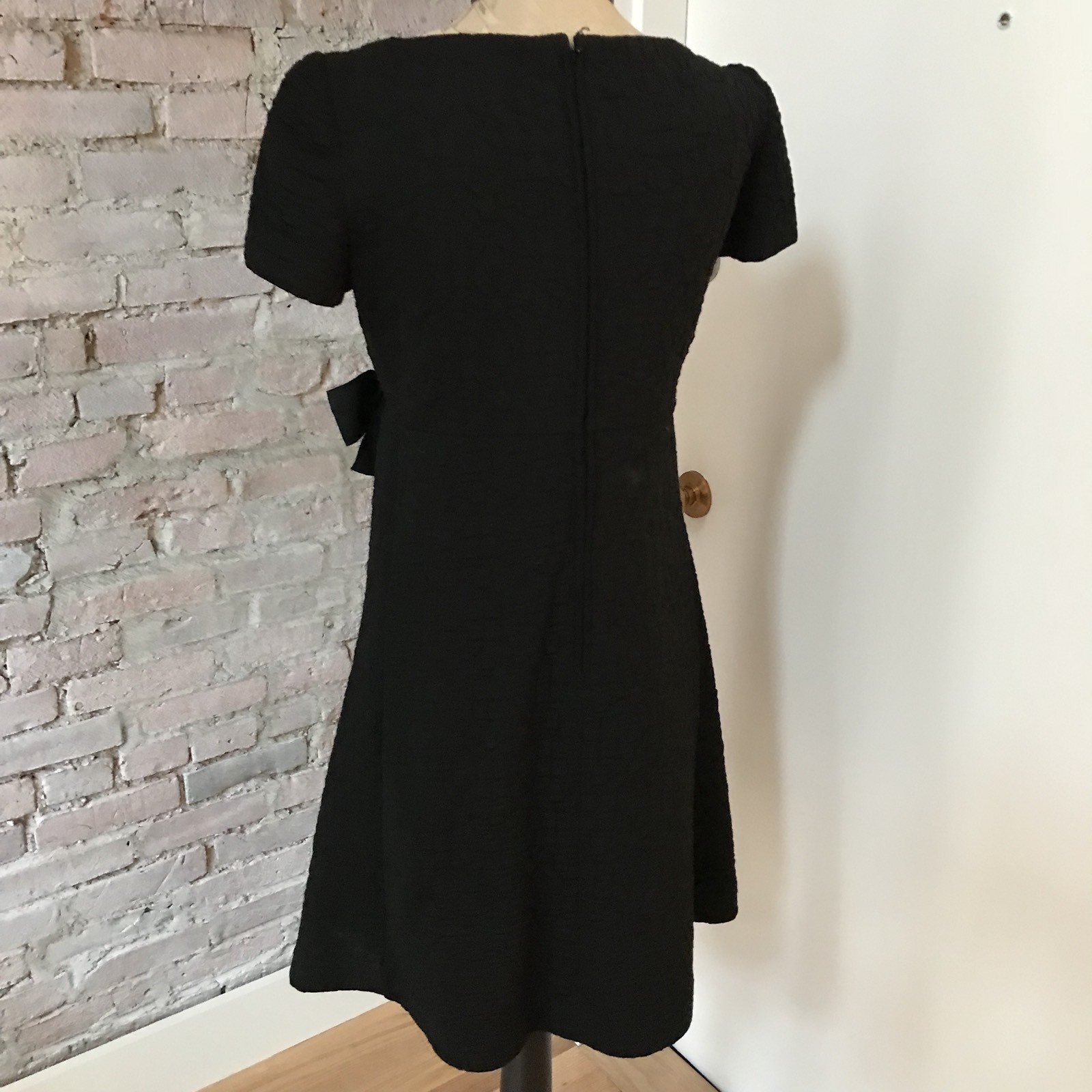 Vintage Arnold Scaasi Knit Dress Black Cocktail Short Sleeve Bow Detail 6