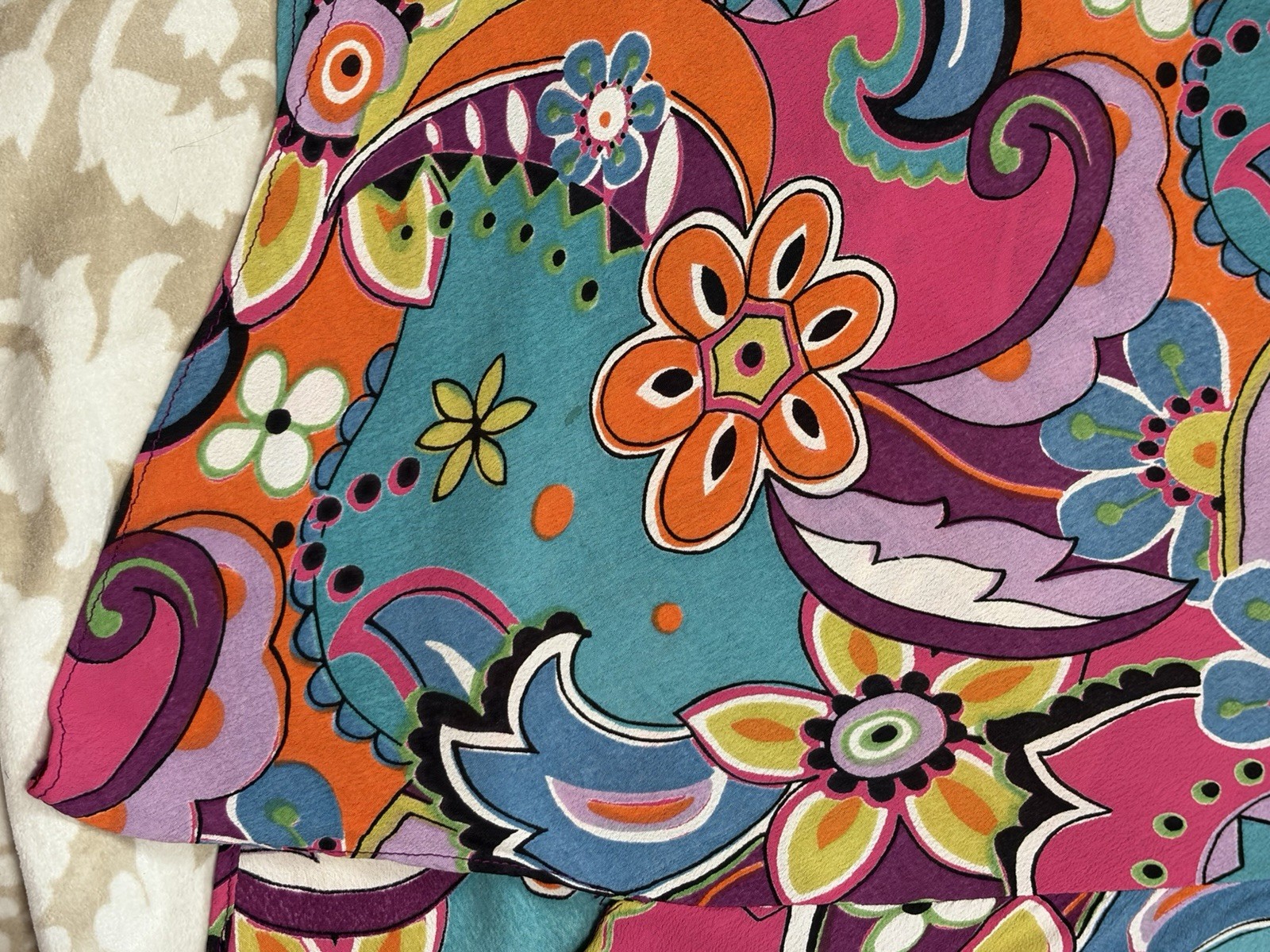 Vintage 90s Angie Psychedelic Bias Cut Rayon Floral fairy India Midi Dress S