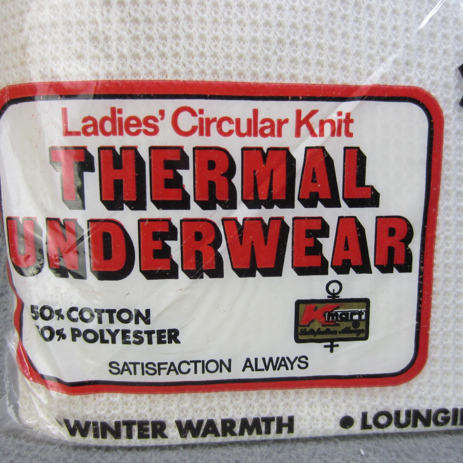 Vintage Kmart Circular Knit Thermal Underwear Womens XL White Ski Wear USA