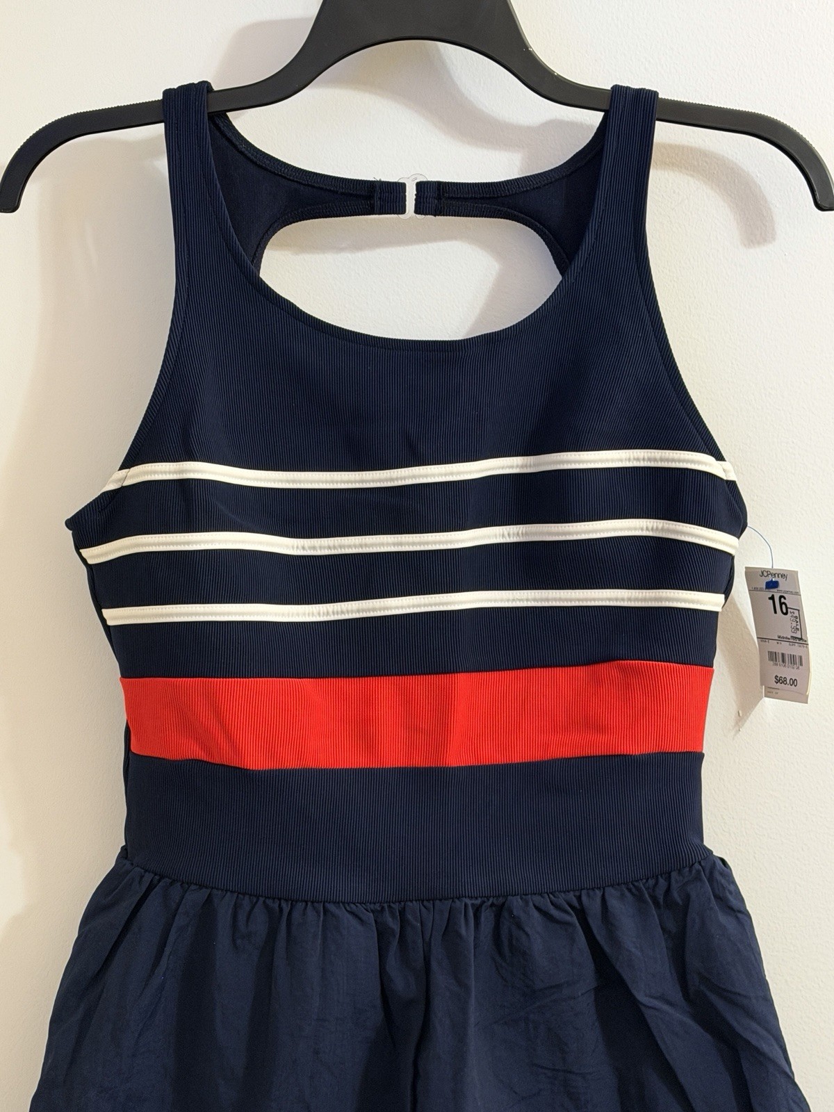 JCPENNEY VINTAGE NEW SWIMSUIT BATHING SUIT 16 RED WHITE BLUE NWT SHORTS LOOK WOW