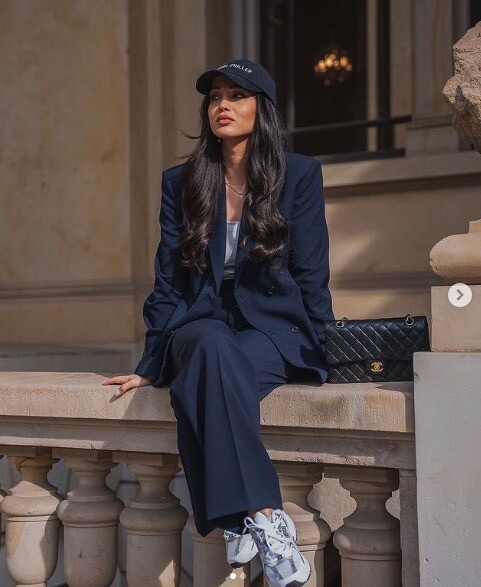 ZARA WOMAN TAILORED SET DOUBLE BREASTED BLAZER JACKET + PANTS NAVY BLUE