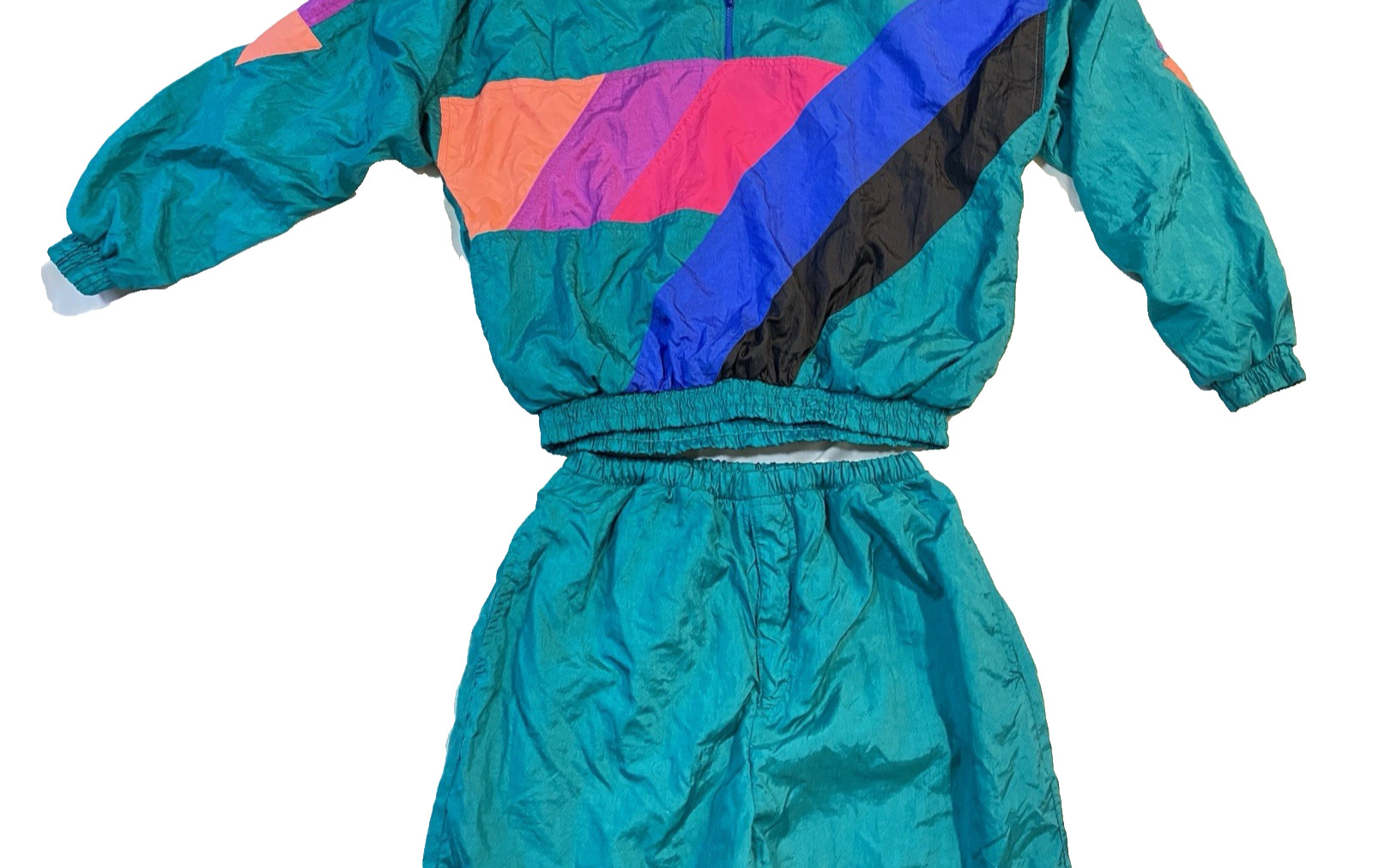 Vintage Unisex Track Suit Retro Size L Teal/Red/Blue 80’s