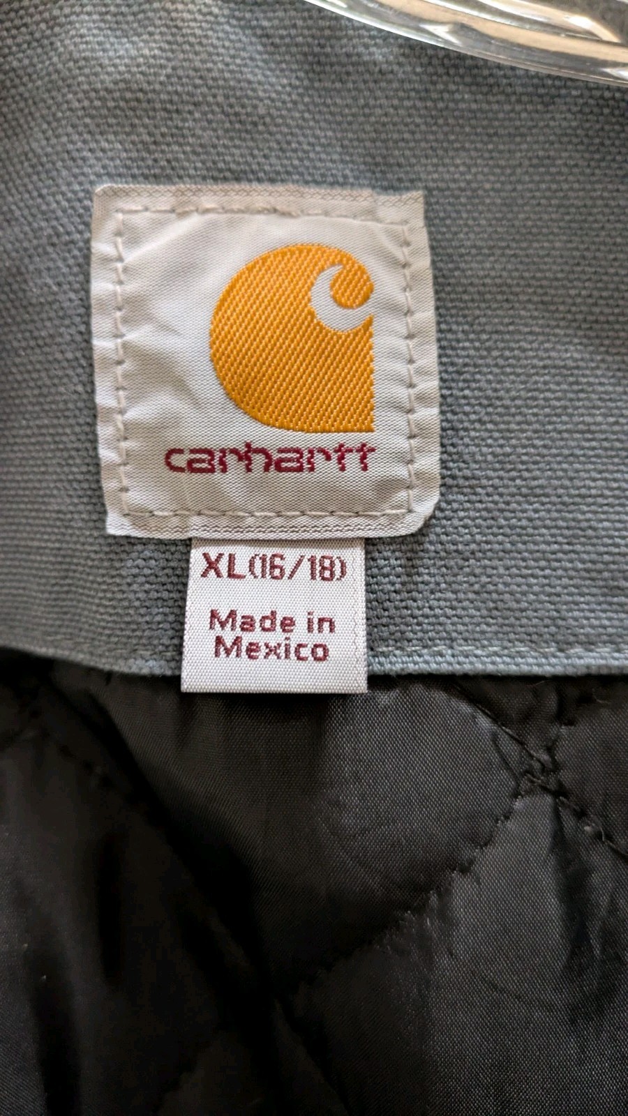 Women’s Vintage Carhartt XL Canvas Work Chore Coat Hooded Warm Gravel Color