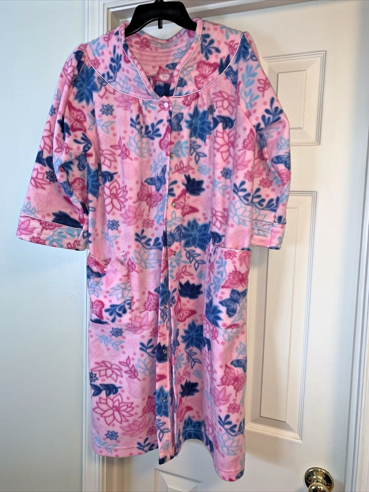 VINTAGE Carols Collection I Love Lucy Butterfly Floral MooMoo Robe Sz L ❤️tb5m11