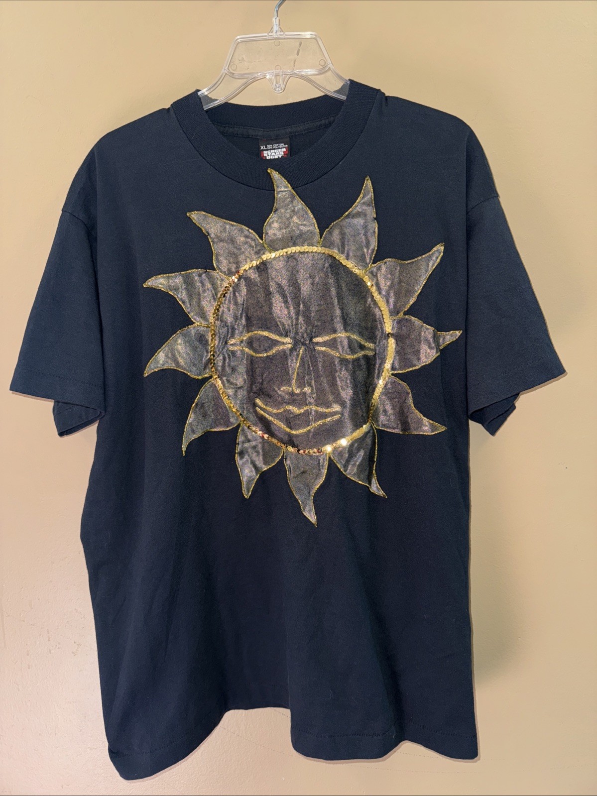 womens xL vintage tshirt, sun, black, 1960’s screen star best, single stitch hem