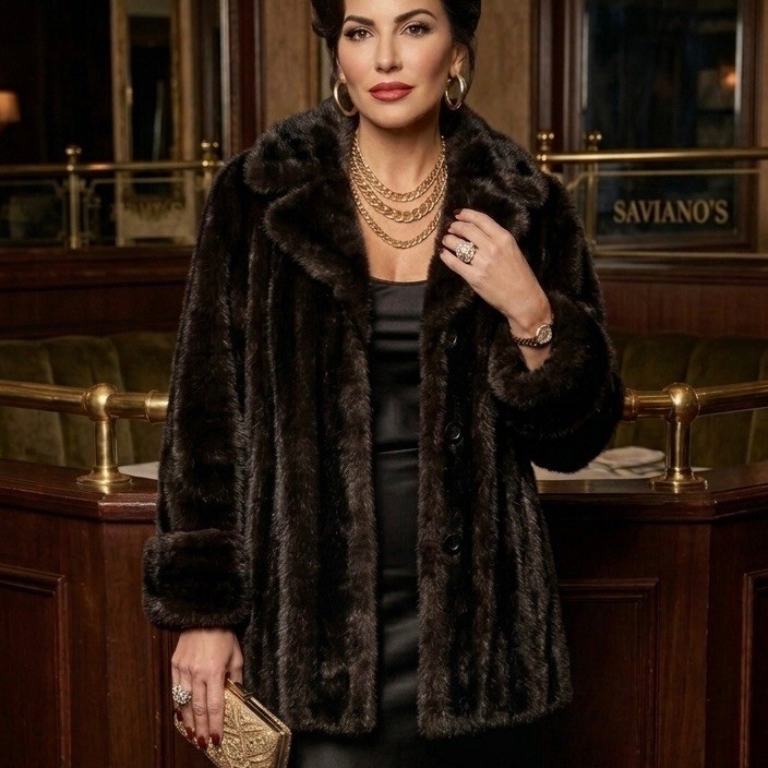 Marvin Richards Vintage Brown Faux Fur Coat. Med Luxurious, Mod glam Mobwife