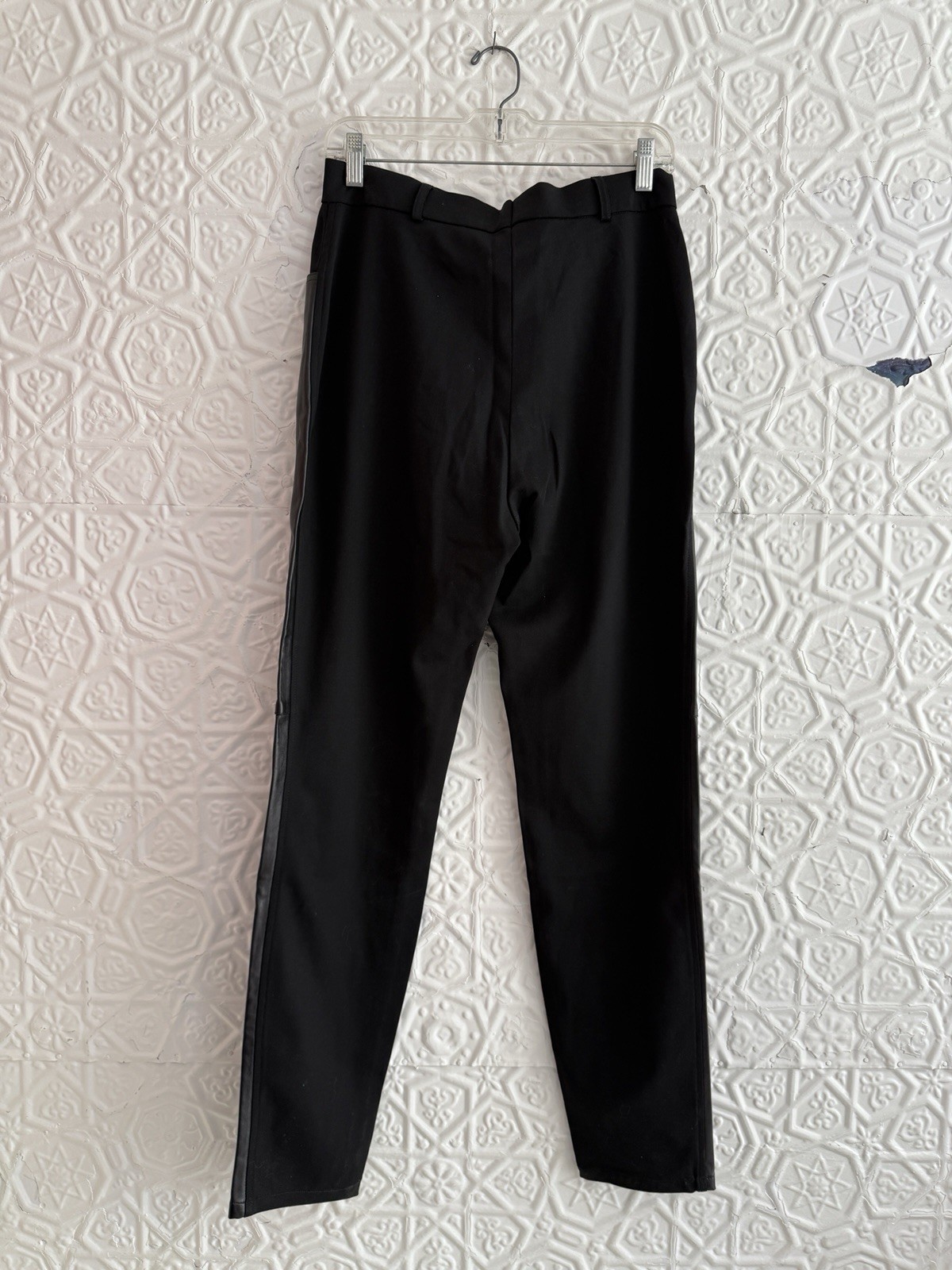 vintage Escada lamb nappa Leather & wool Pants Black slim Trouser 1990s 2000s