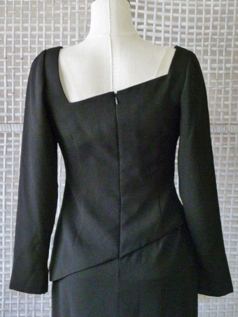 Vtg Designer WILLIAM TRAVILLA Black Mod Asymmetric 2-Layer Cocktail Dress~6=S
