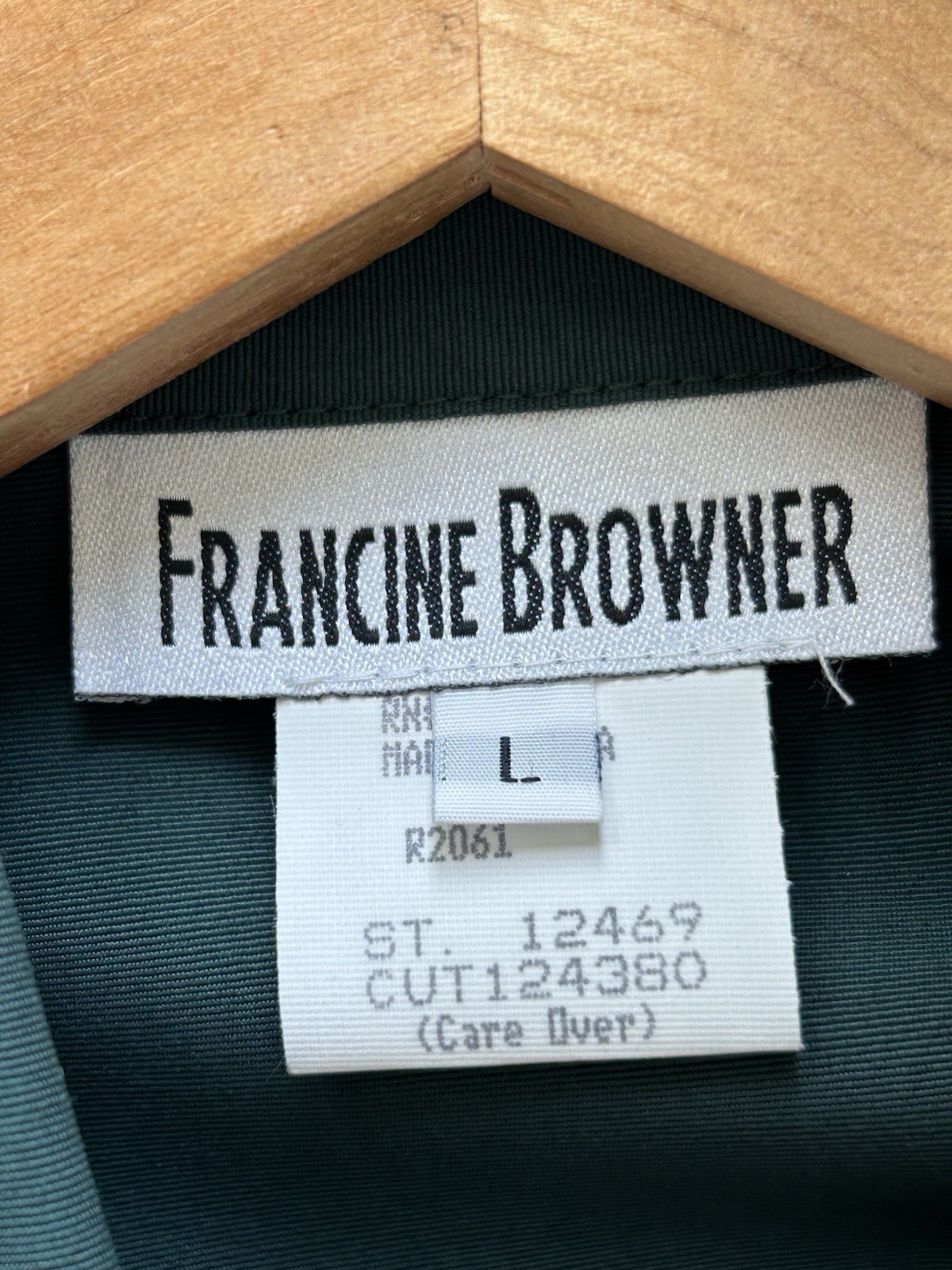 NWT VTG 1980s/90s FRANCINE BROWNER Green Double Breasted Shoulder Pads Jacket