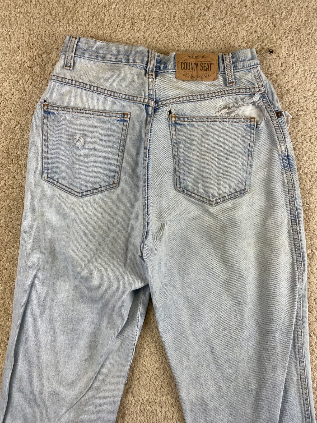 Vintage Relaxed Fit Jeans Womens 25×30 Denim Cotton Distressed High Waisted Blue