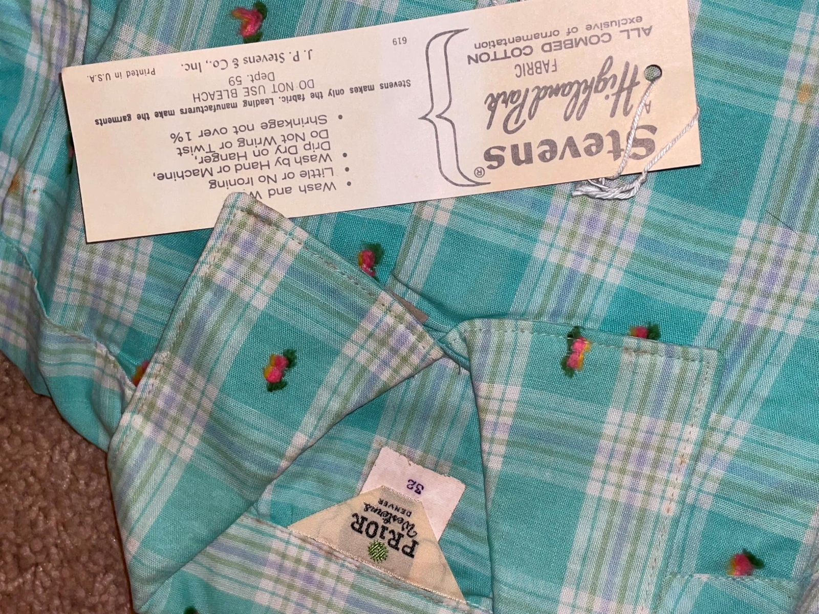 VTG 60S 70S WOMENS XS 32 PRIOR PLAID STRIPE BUTTON WESTERN COWBOY SHIRT