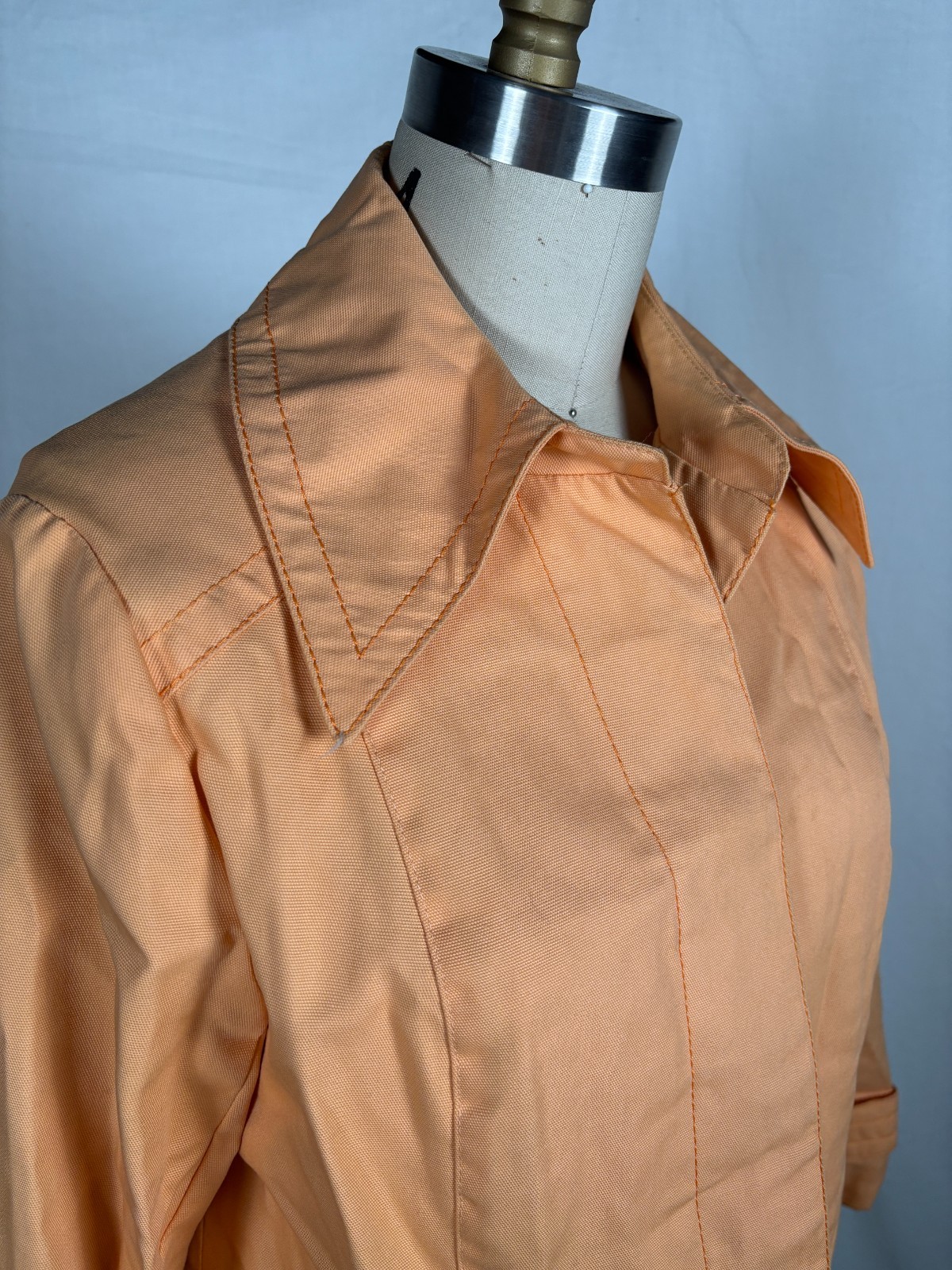 Vintage 70s Fleet Street Rain/Shine Coat Sherbet Orange Trench Coat Sz XS/S