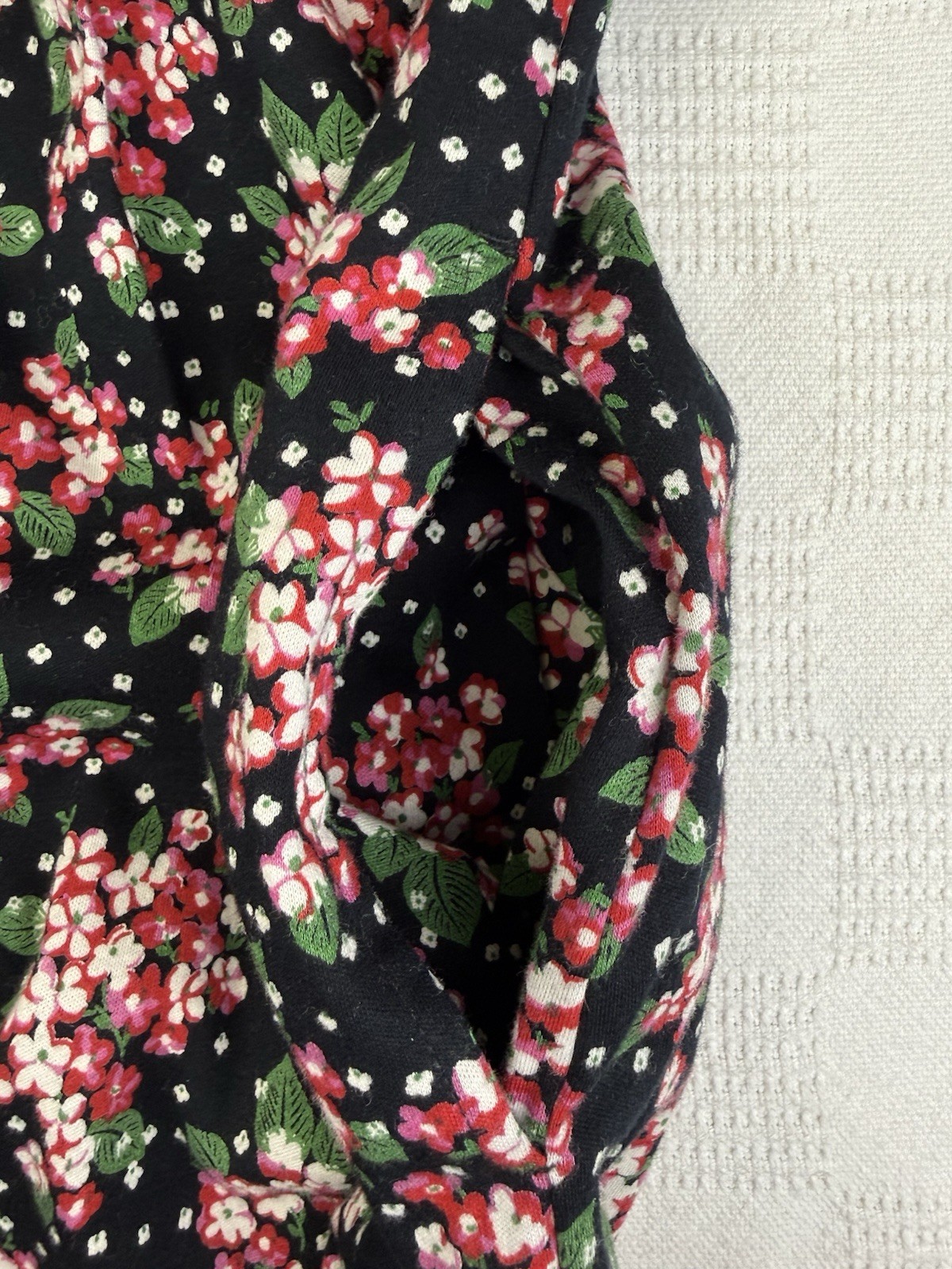 VTG Hanna Anderson Pink Floral Midi Dress Women L Long Sleeve USA Pockets Modest