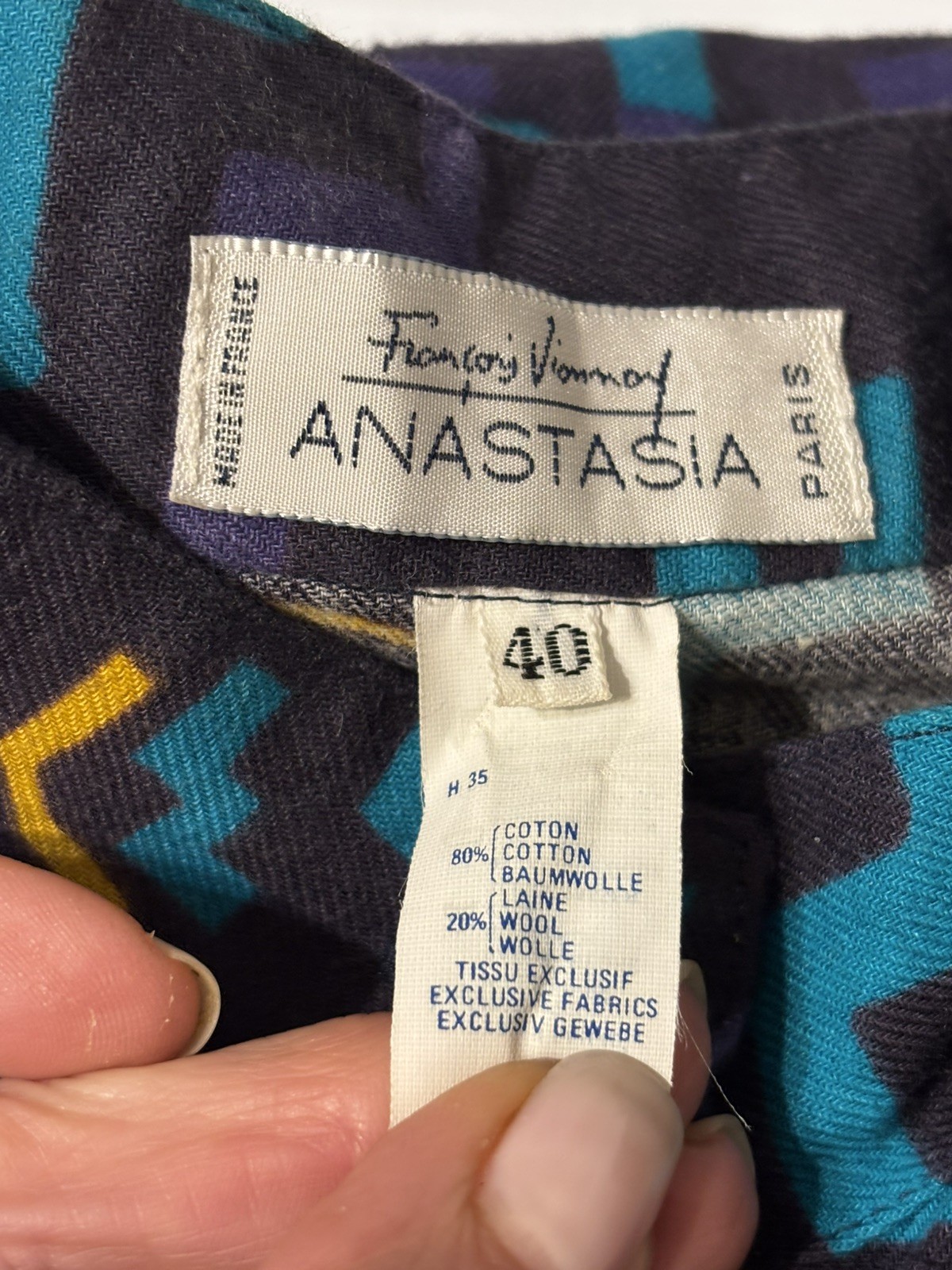Anastasia Paris Francois Viannay Vintage Longline Shirt Tunic Cotton Wool 40 M