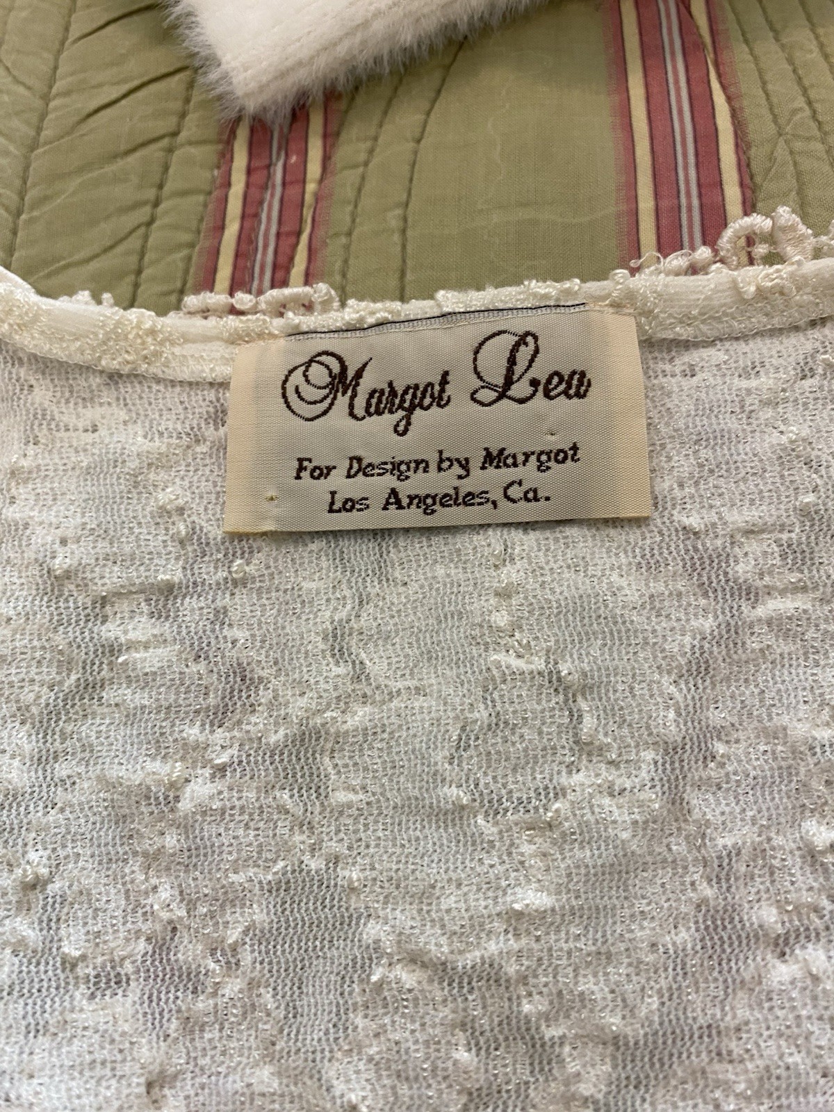 Margot Lea Los Angeles M Stretch Nylon Long Sleeve Embroidered Top Vintage
