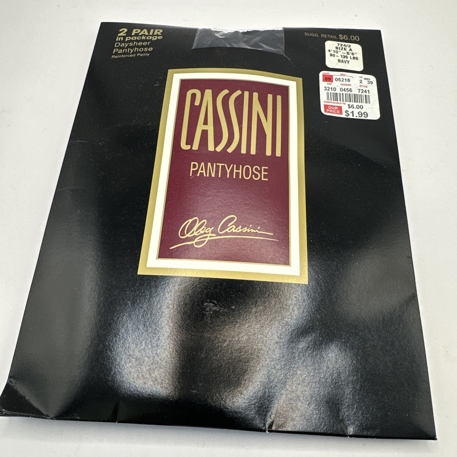 New Vintage Oleg Cassini Navy Blue Nylon Pantyhose DaySheer Sz A NOS 2pack
