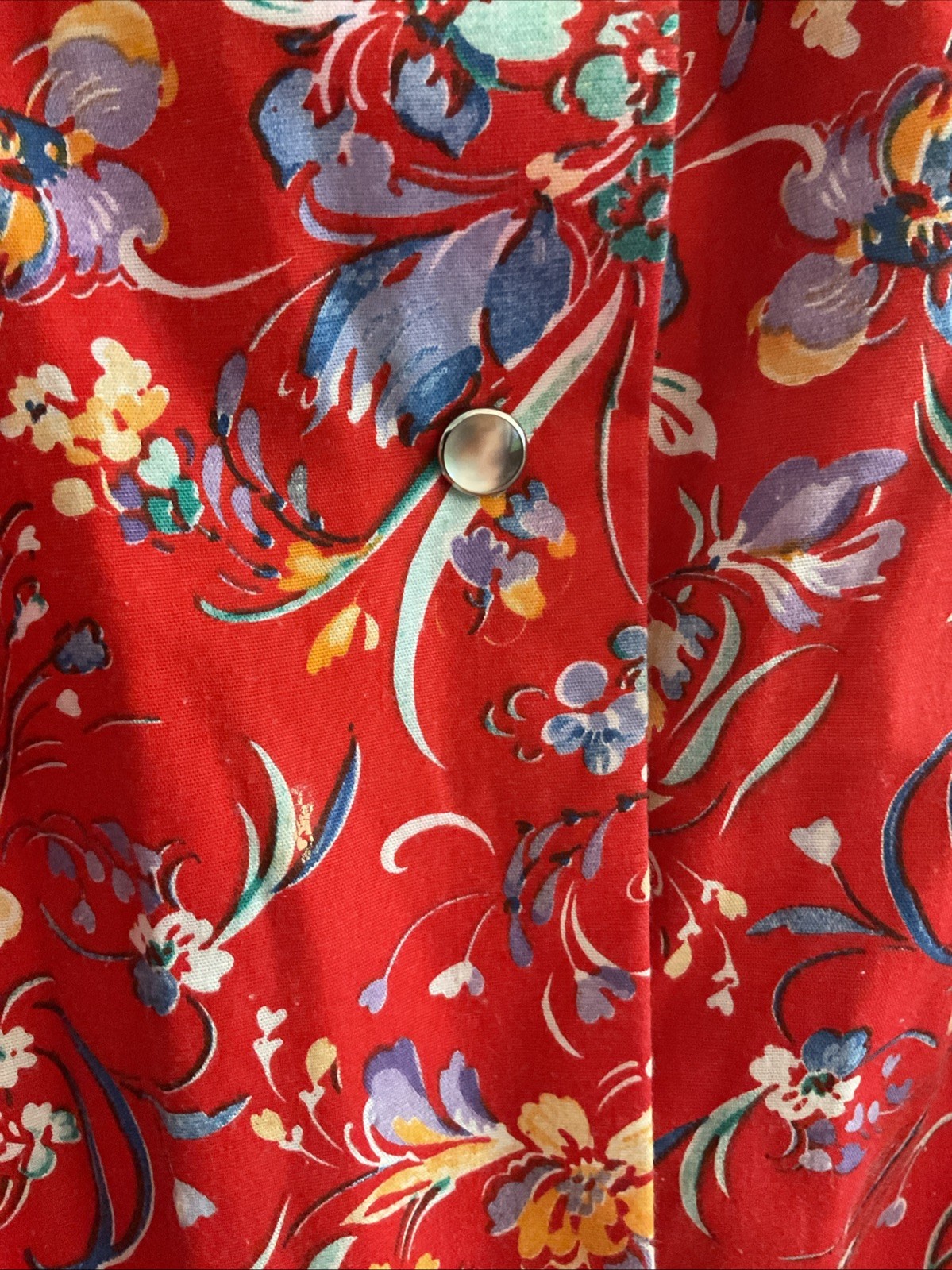 Damea Vintage Housecoat Womens Large Red All- Over Floral Print Grandmacore