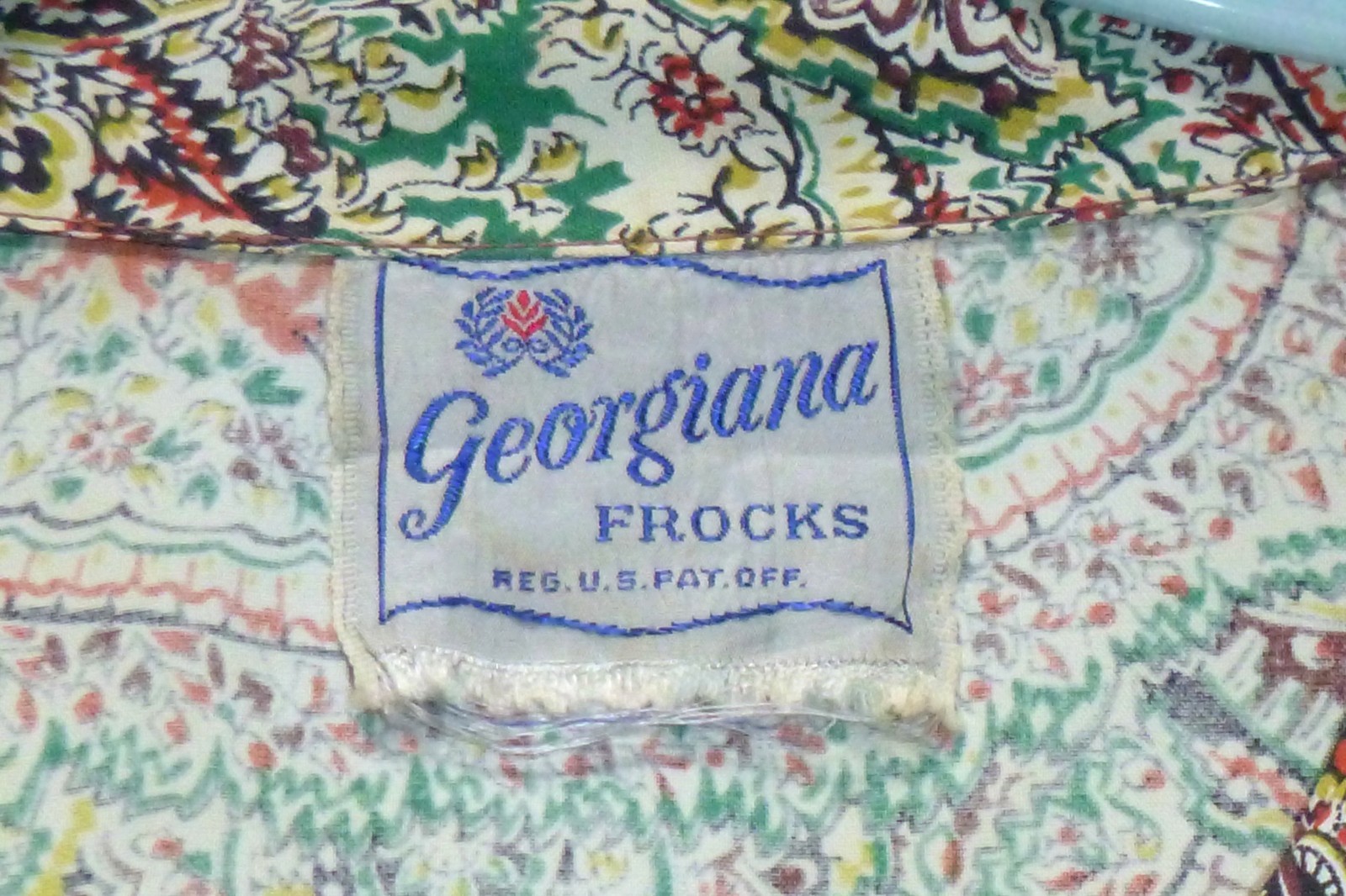 Vtg 40s 50s Georgiana Frocks Rayon Dress Paisley Green Red VOLUP Sz XL