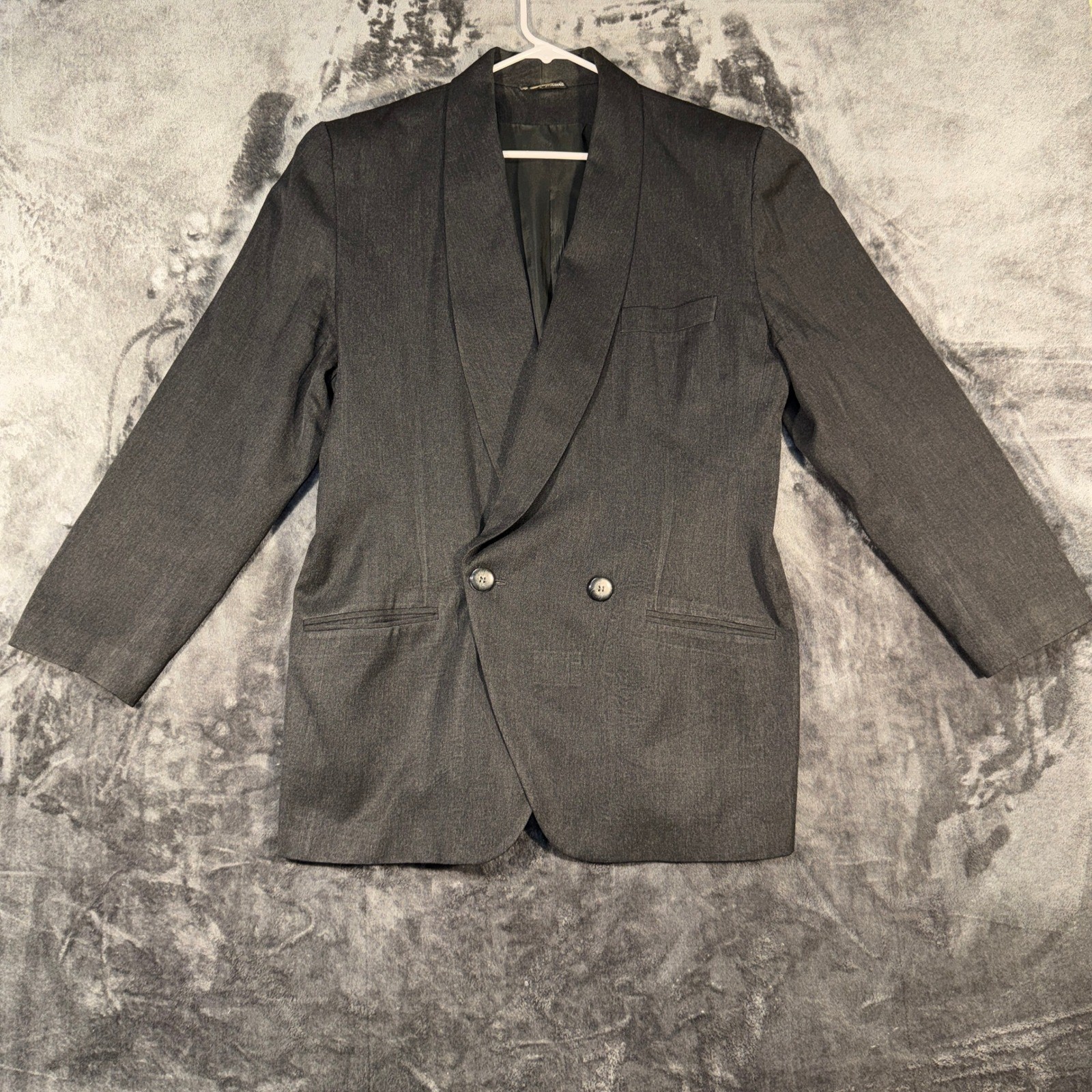 David N Vintage Charcoal Gray Blazer Single Button Lined Jacket Size 18 836525