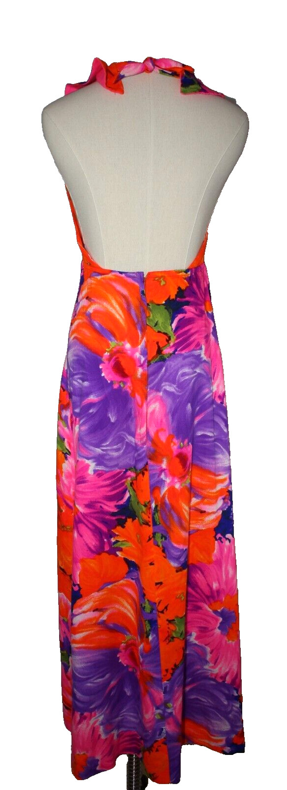 Vintage Waltah Clarke 1960s Vibrant Retro Hawaiian Halter Dress Sz 9