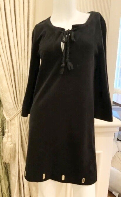 Vintage 90s JUICY COUTURE Black Terrycloth Grommets Coverup Size XS Beach Resort