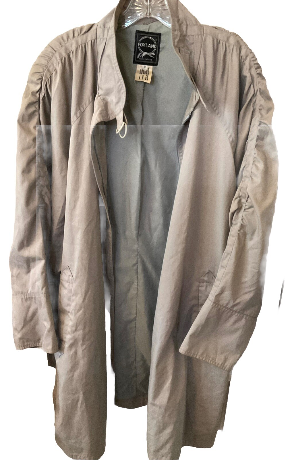 Vintage Y2K Rain Coat By Foxland Size M Circa 1980’s Gray Pleating Retro Vibes