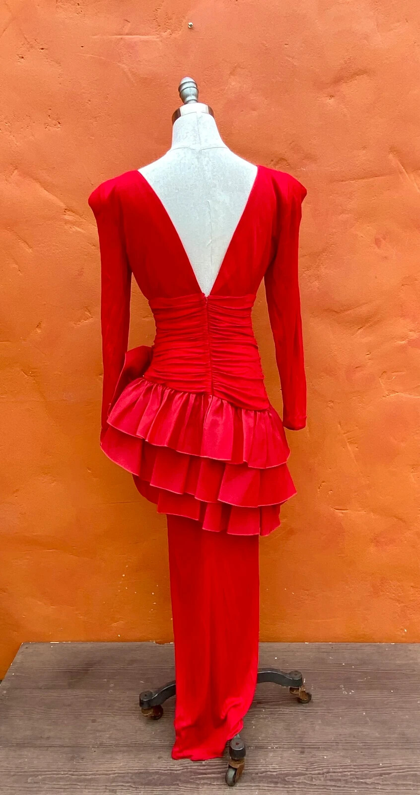 Vintage 1980s GLAM Statement Evening Dress Party Prom Cocktail Peplum Maxi Med