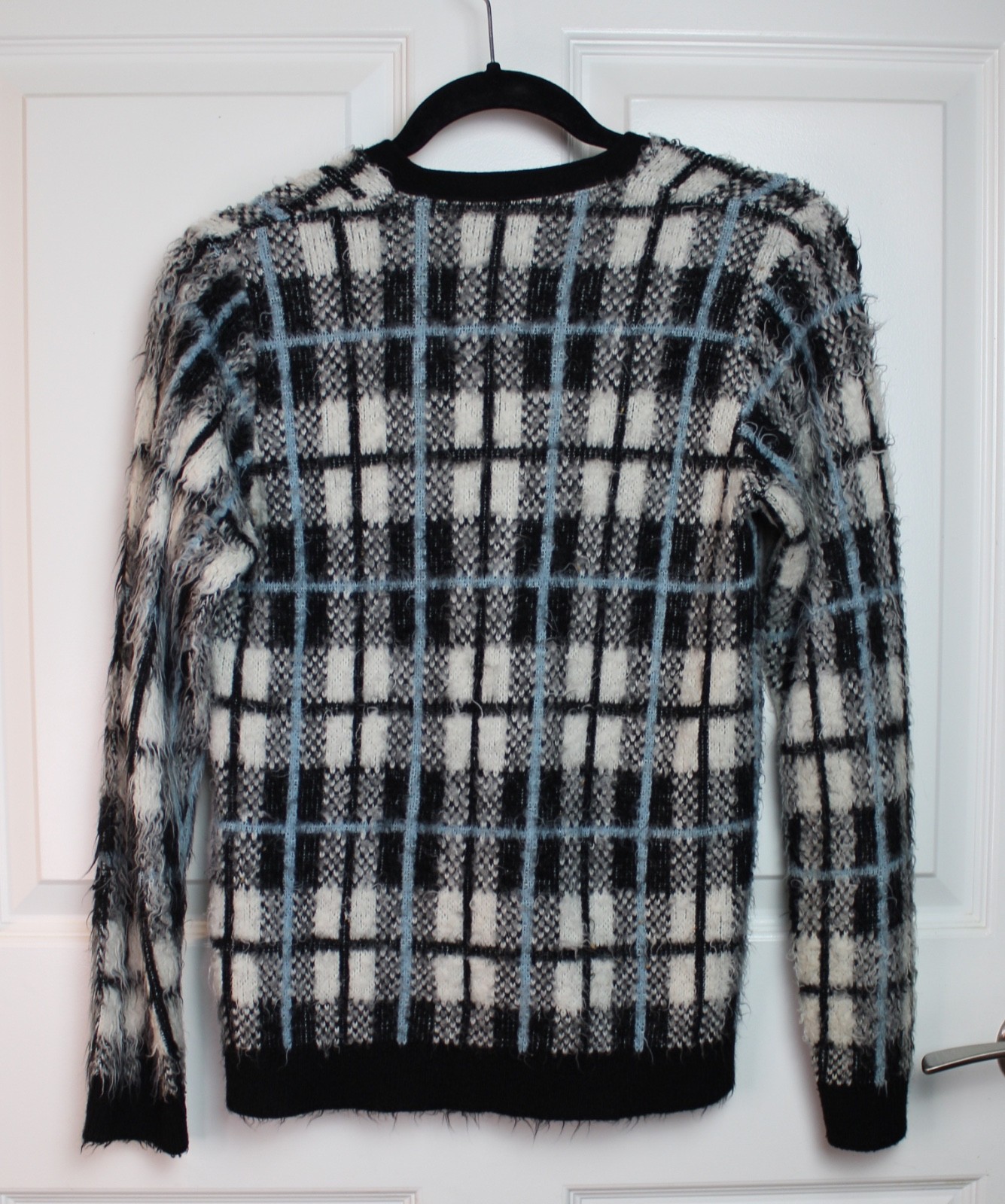 VTG Mid-Cent Turbo Orlon Made in England Faux Fur Sweater Multicolor Plaid XS/S