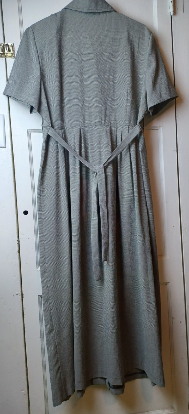 Sunshine Starshine Vintage Xl 80s/90s Maxi Tie Back Dress black and white check