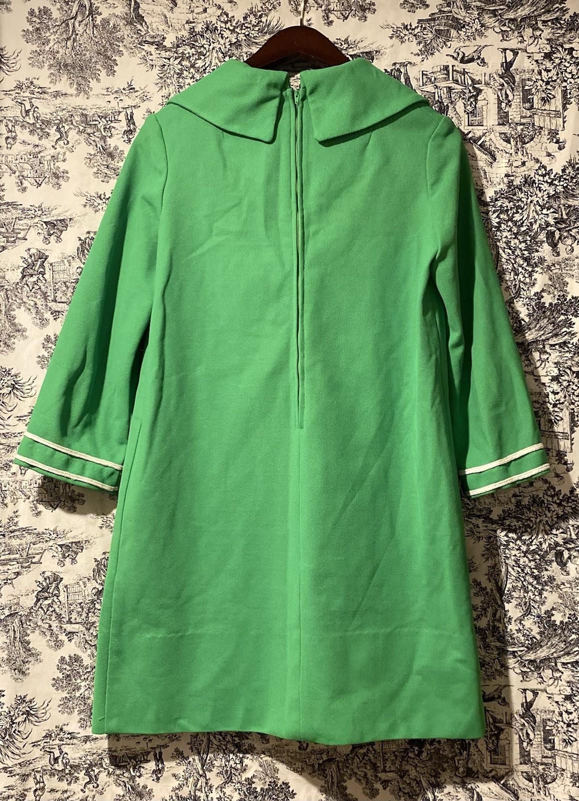 Vintage 1960s Phil Jacobs Sailor Inspired Bright Green Shift Dress