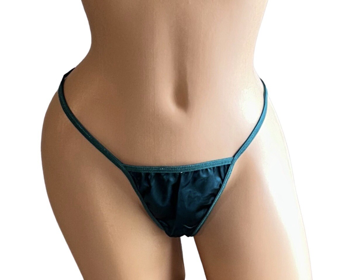 Avidlove Blue/Green Satin G-String Thong String Bikini Panties Womens XL NWT