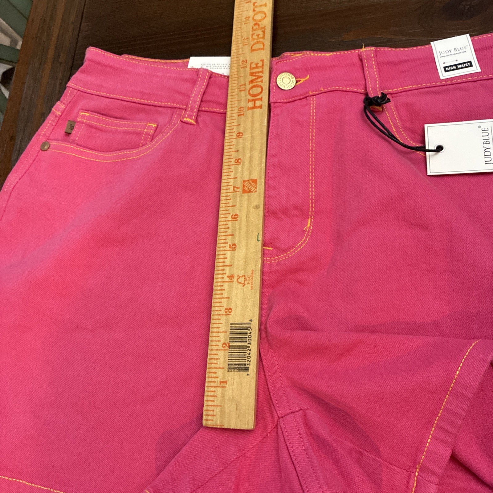 Judy Blue High Rise Denim Shorts 1XL Pink Garment Dyed Embroidery 150266 NWT