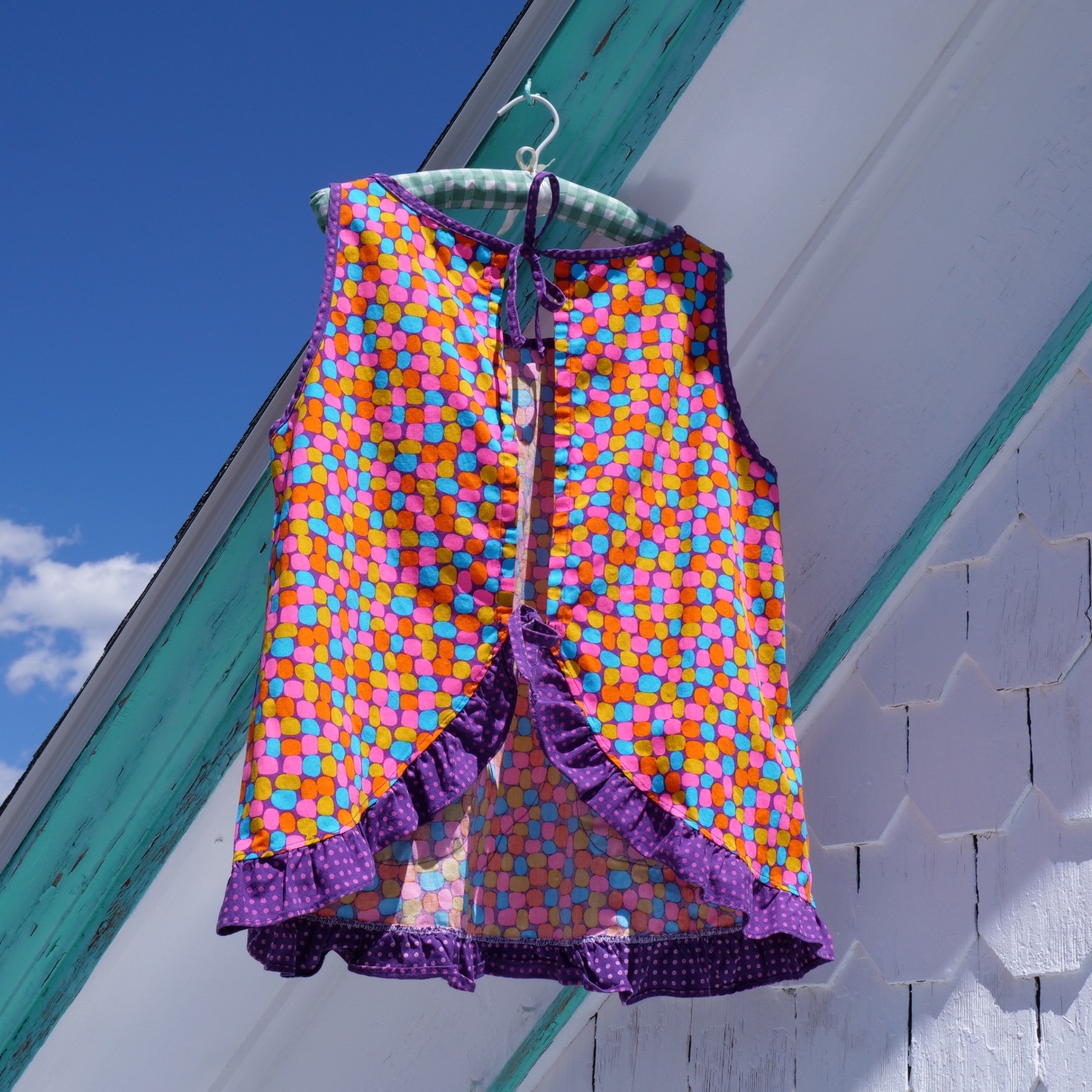 Cute vintage 60s/70s Design House mixed print cotton smock top