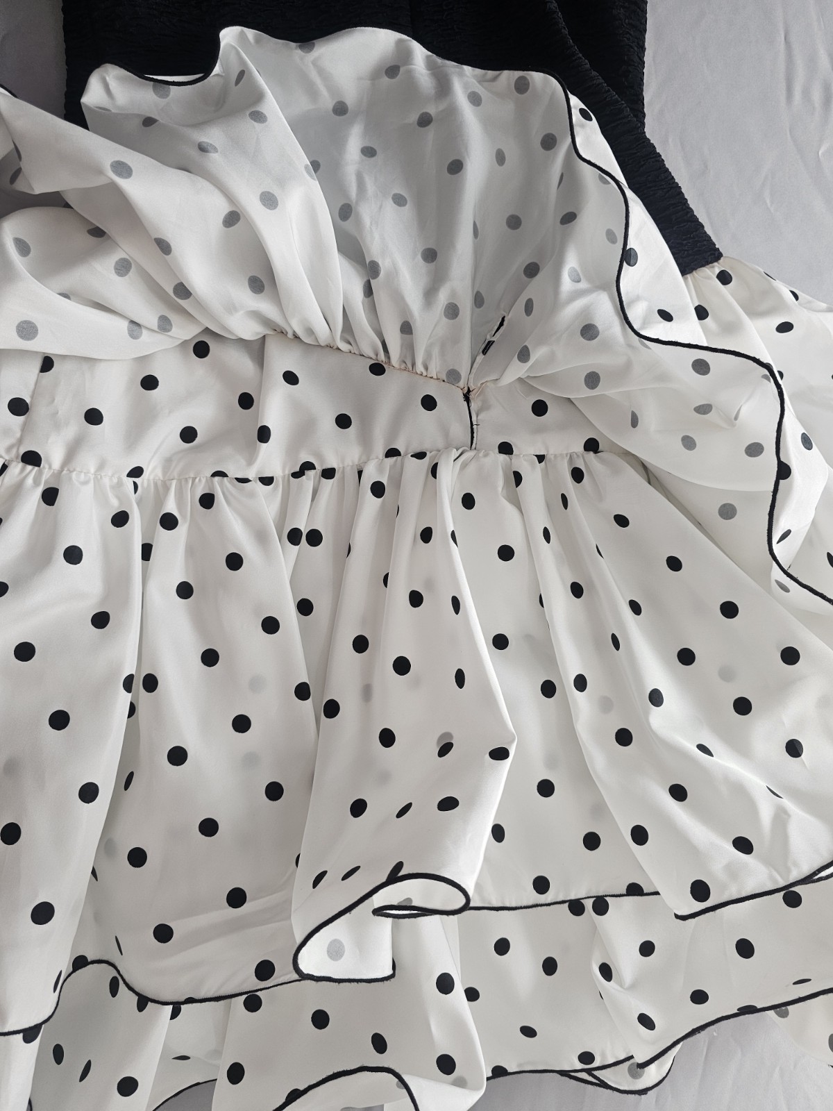 1980’s Huey Waltzer for Darcy 80s Prom Polka Dot Dress Size 5/6 Black White USA