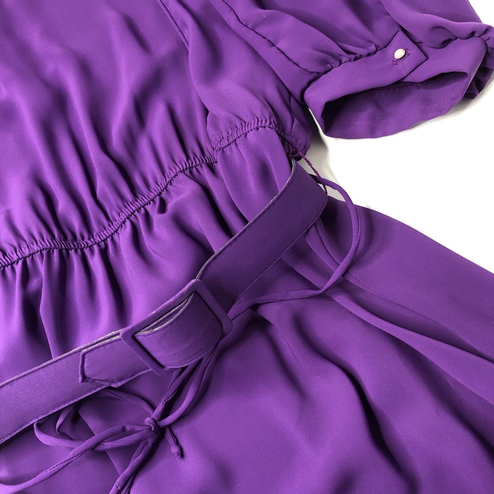VTG 70s 80s Luci Pellini Balloon Sleeve Midi Dress in Plum Purple + Belt Fits: L
