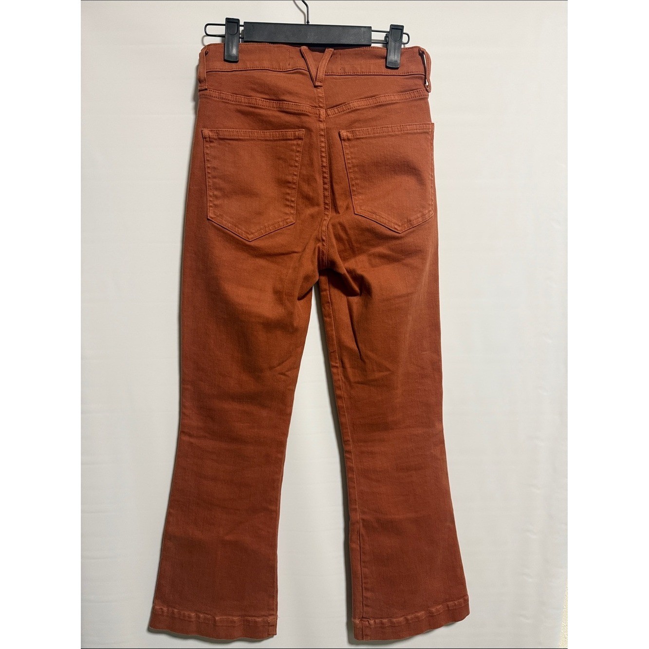 Veronica Beard Carson Ankle Flare High Rise Jeans Burnt Orange Rust Size 25