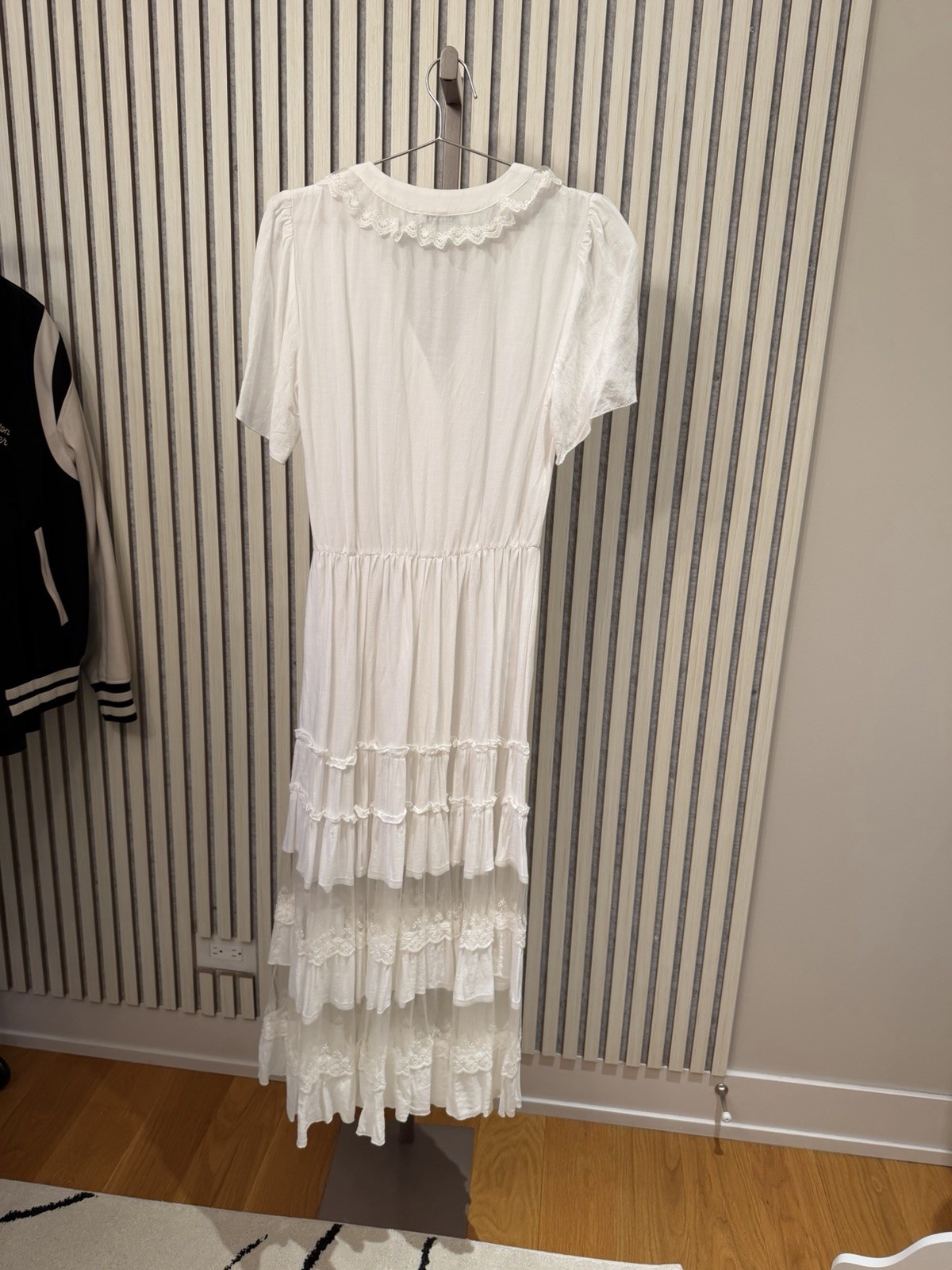 Vintage Style Tenax Italian White Prairie Maxi Dress Ruffle Lace Cottagecore. M.