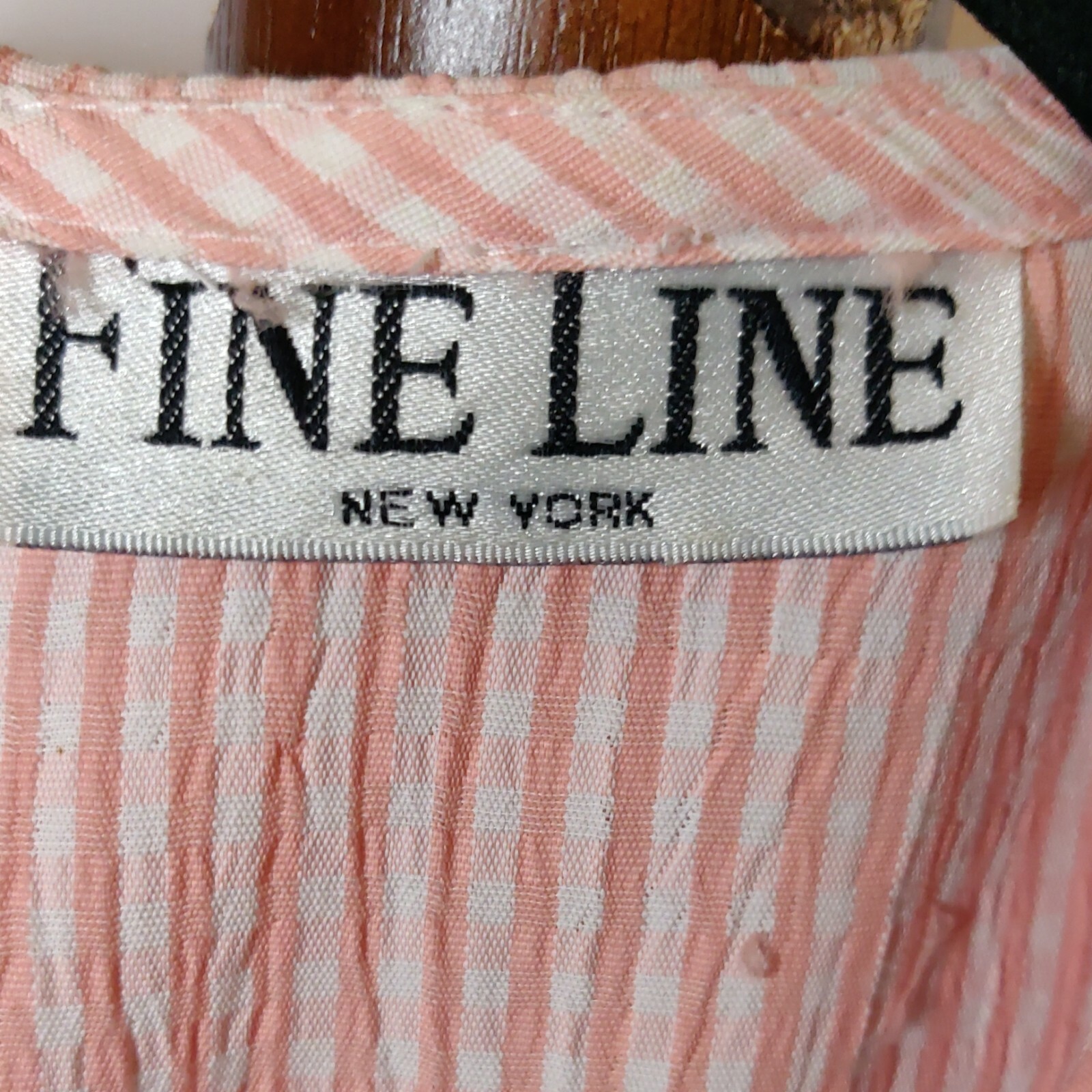 Fine Line vintage women’s S/M top and pants set peach white checked (see below)