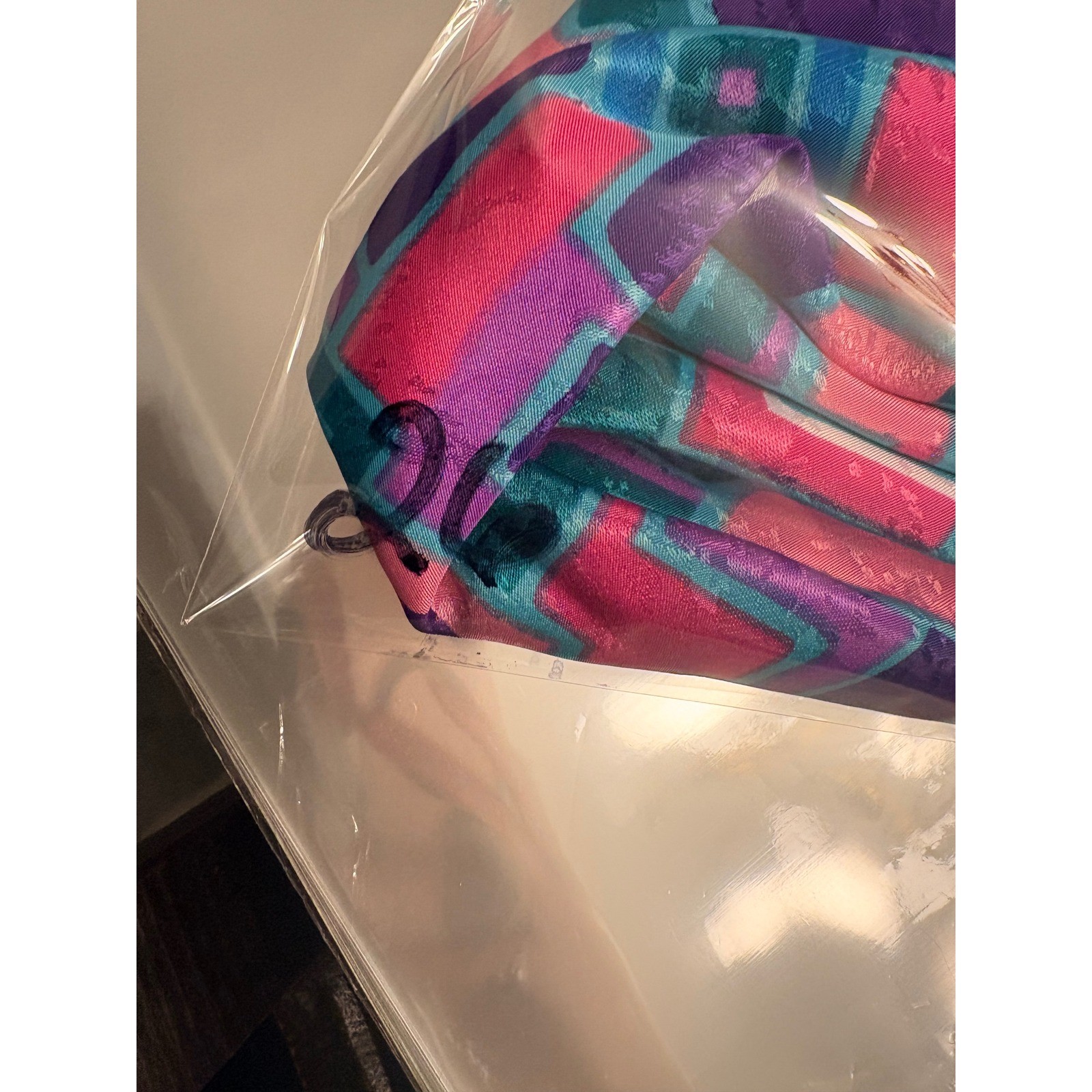Vintage Geometric Abstract Print Tank Top Pink Purple Teal Sleeveless Shell