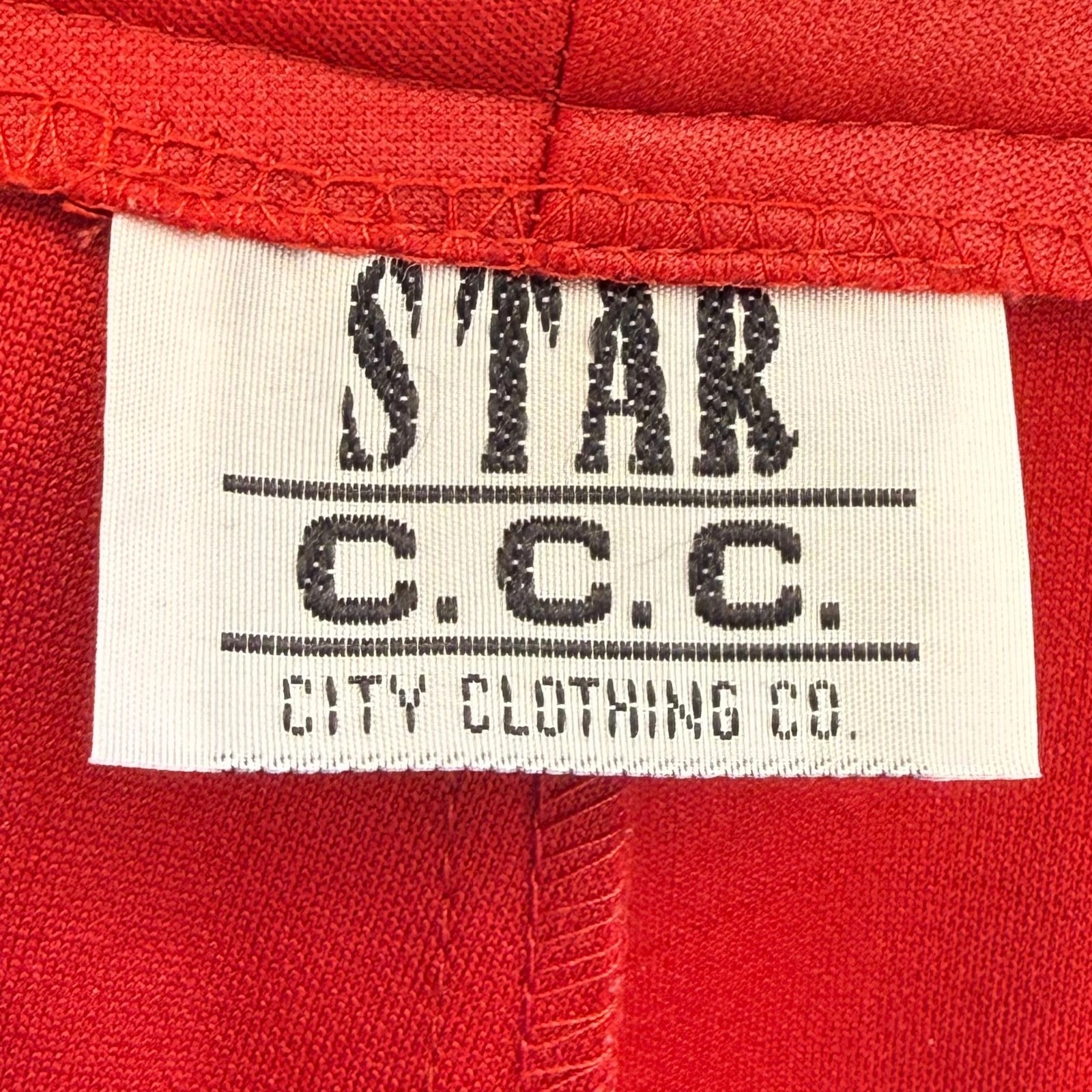 Vintage 1990s Shiny Red Pants Flare Leg 90s Star CCC City Clothing Co Stretchy