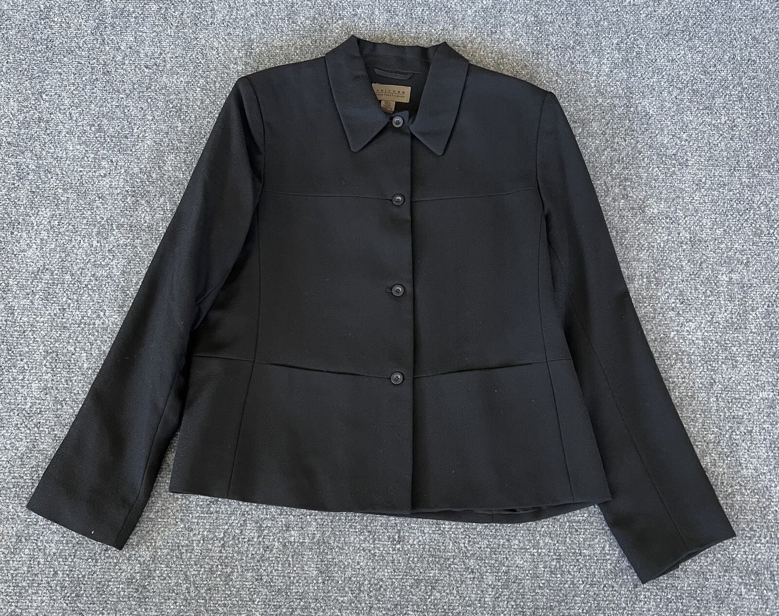 Uniform John Paul Richard Womens VTG Wool Blazer Black Four Button