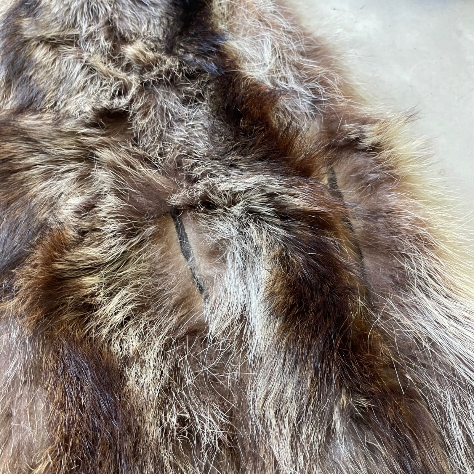 Nicholas Furs New Haven Vintage Raccoon Fur Coat Brown Grey Shawl Collar Lined