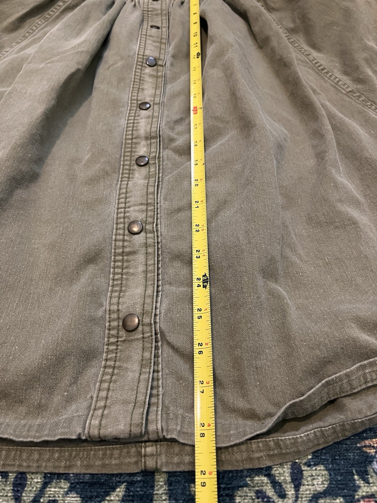 Vintage Counterparts Olive Green Button Up Flare Midi Skirt